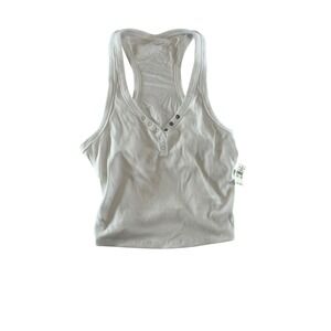 OFFLINE by Aerie White Ribbed Henley Racerback Tank Top NWT Women Large 42723460